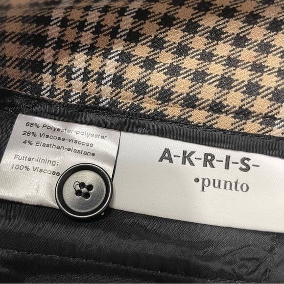Akris Punto Tan & Black‎ Glen Check Plaid Cuffed Trouser Pants Size 8 - Picture 3 of 8
